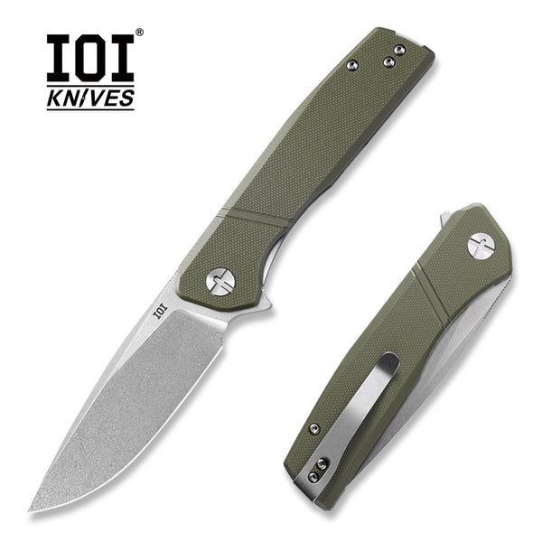 IOI Task Force I51484 Pocket Knife for Men – Folding Knife with 14C28N Stonewashed Blade, G10 Handle, EDC Pocket Knife with Clip, Enhanced with Custom Left-Side Clip for Everyday Carry & Camping