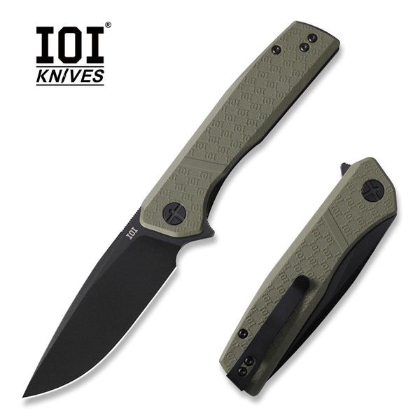 IOI Scout I20532 Tactical Folding Pocket Knife for Men, 3.62" D2 Black Titanium PVD Blade, EDC Knife with Clip, Enhanced with Custom LeftSide Clip, Great for Everyday Carry, Work, Outdoor Use, Camping