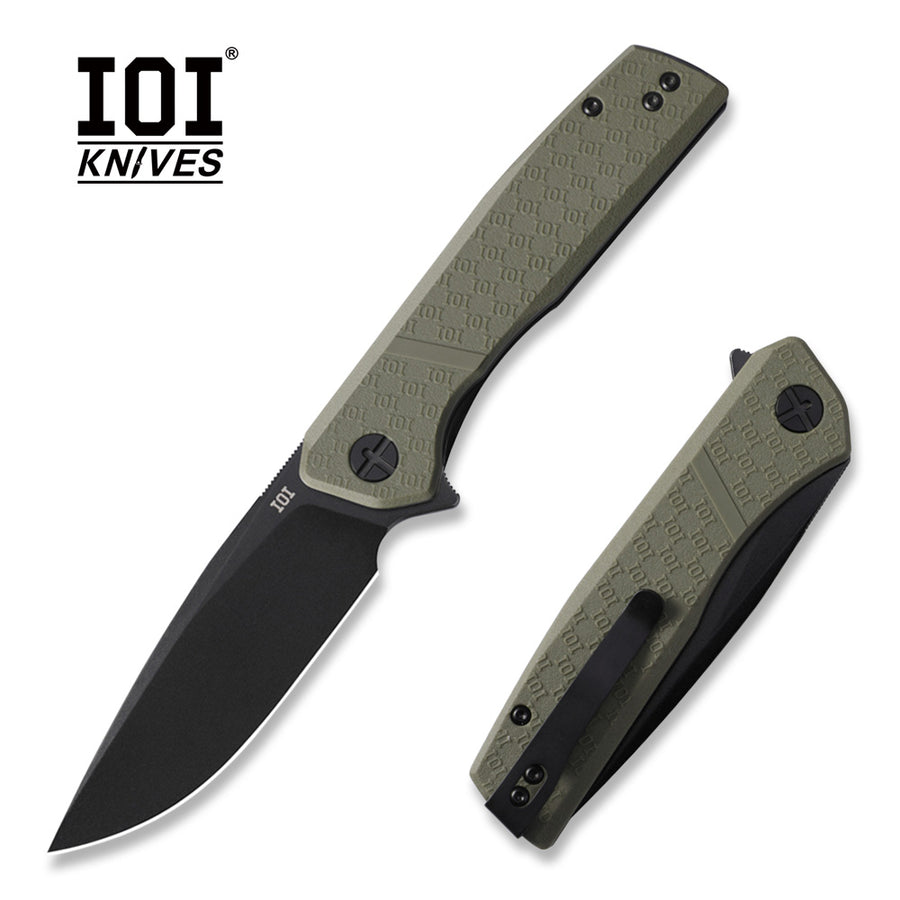 IOI Scout I20532 Tactical Folding Pocket Knife for Men, 3.62" D2 Black Titanium PVD Blade, EDC Knife with Clip, Enhanced with Custom LeftSide Clip, Great for Everyday Carry, Work, Outdoor Use, Camping