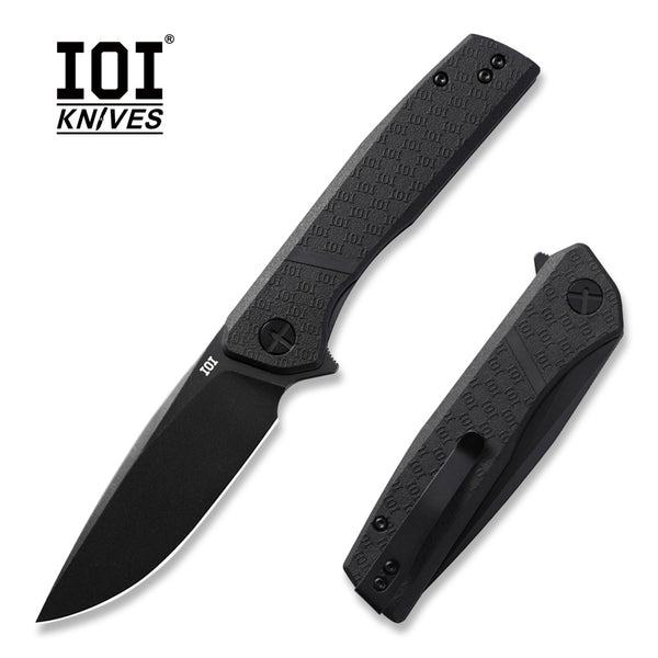 IOI Scout I20332 Tactical Folding Pocket Knife for Men, D2 Black Titanium PVD Blade 3.62", EDC Knife with Custom Left-Side Clip, Ideal for Camping, Work, Daily Carry, Outdoor Utility, Premium Gift Use