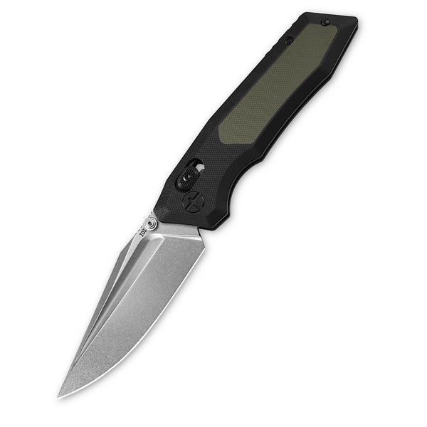 United Force Folding Pocket Knife – 2.98" S35VN Stonewashed Blade, Black & Green G10 Handle, Black Titanium Clip – Compact Premium EDC Knife for Everyday Carry, Camping & Hiking